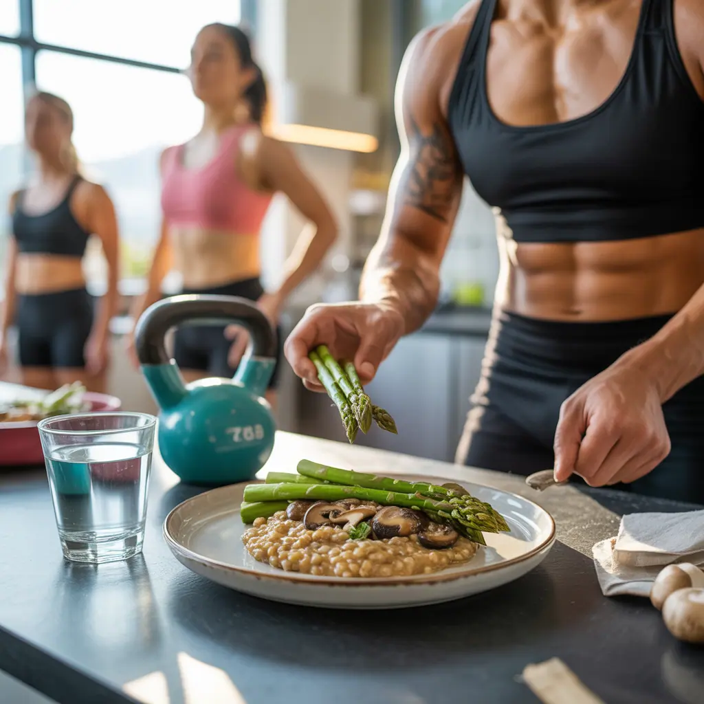 asparagus mushroom sorghum risotto