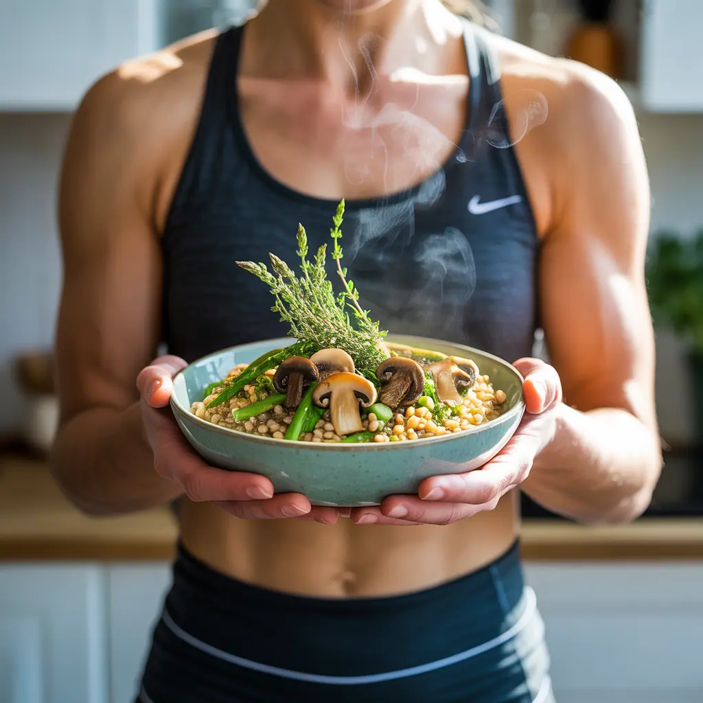 asparagus mushroom sorghum risotto