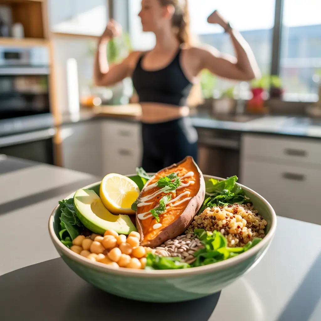 garlic herb sweet potato nourish bowl