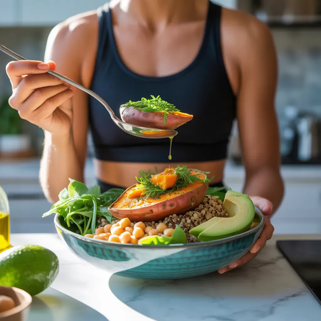 garlic herb sweet potato nourish bowl