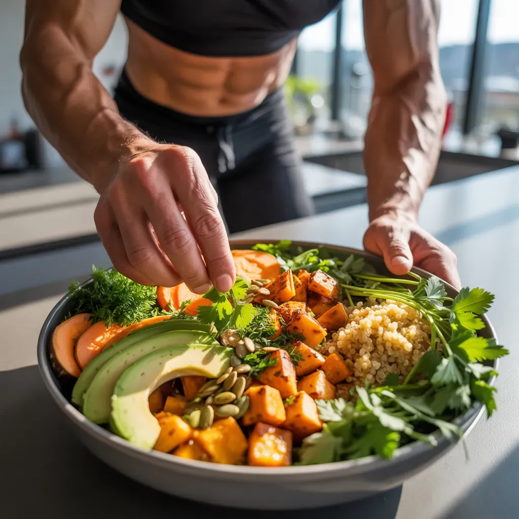 garlic herb sweet potato nourish bowl