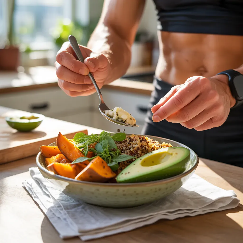 garlic herb sweet potato nourish bowl