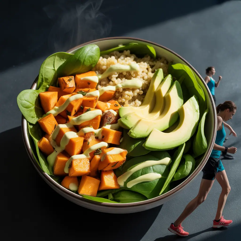 garlic herb sweet potato nourish bowl