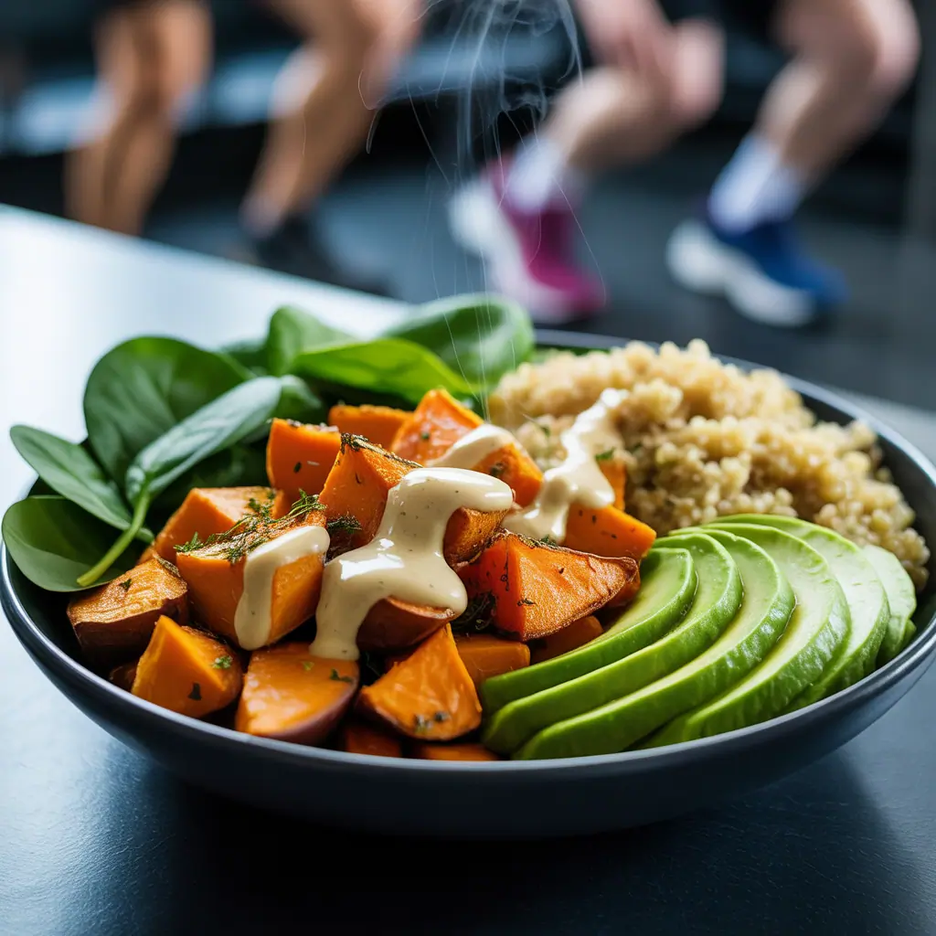 garlic herb sweet potato nourish bowl