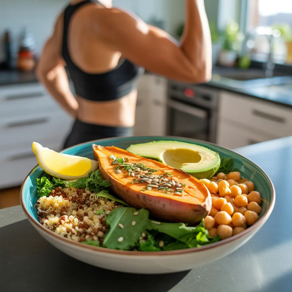 garlic herb sweet potato nourish bowl