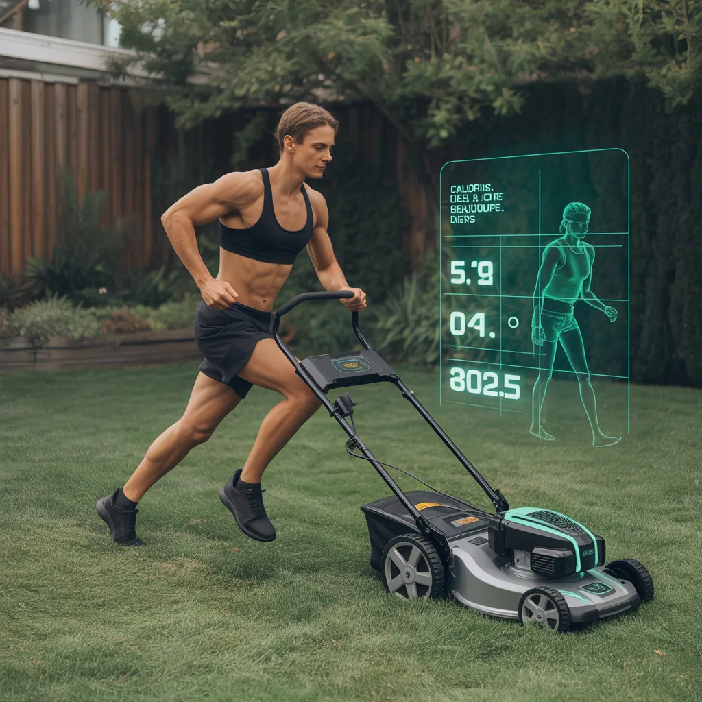 how many calories do you burn cutting grass