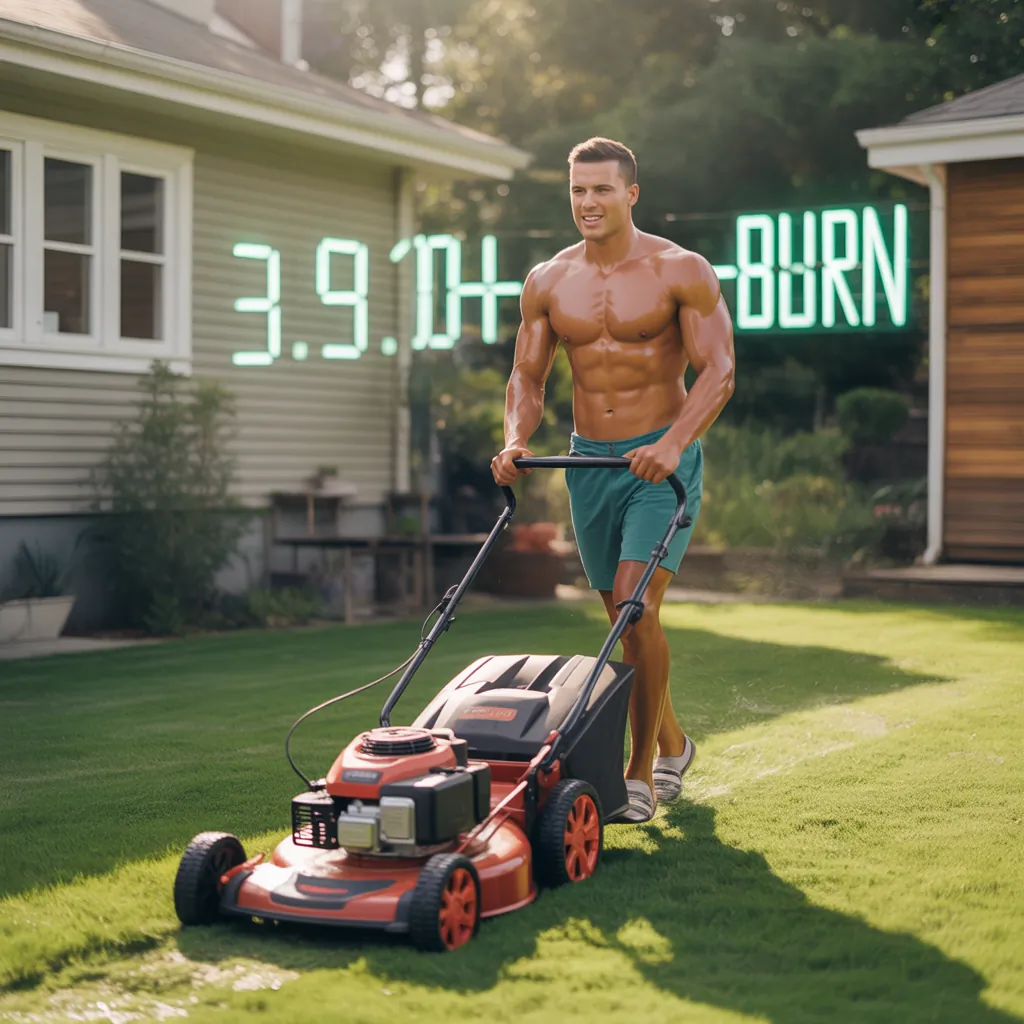 how many calories do you burn cutting grass