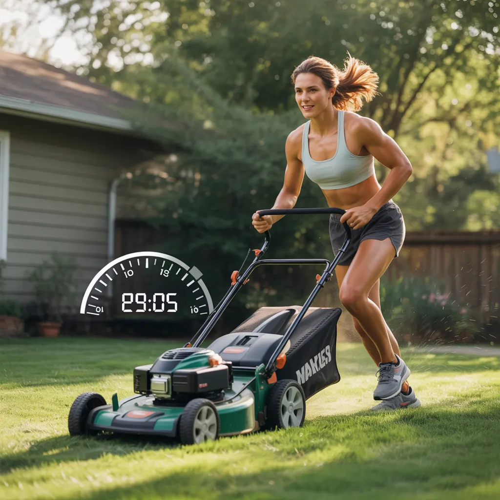 how many calories do you burn cutting grass