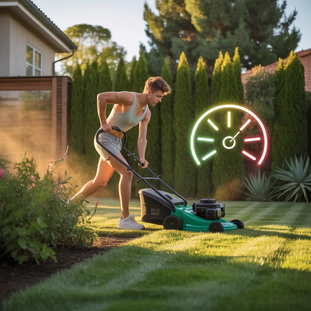how many calories do you burn mowing the grass