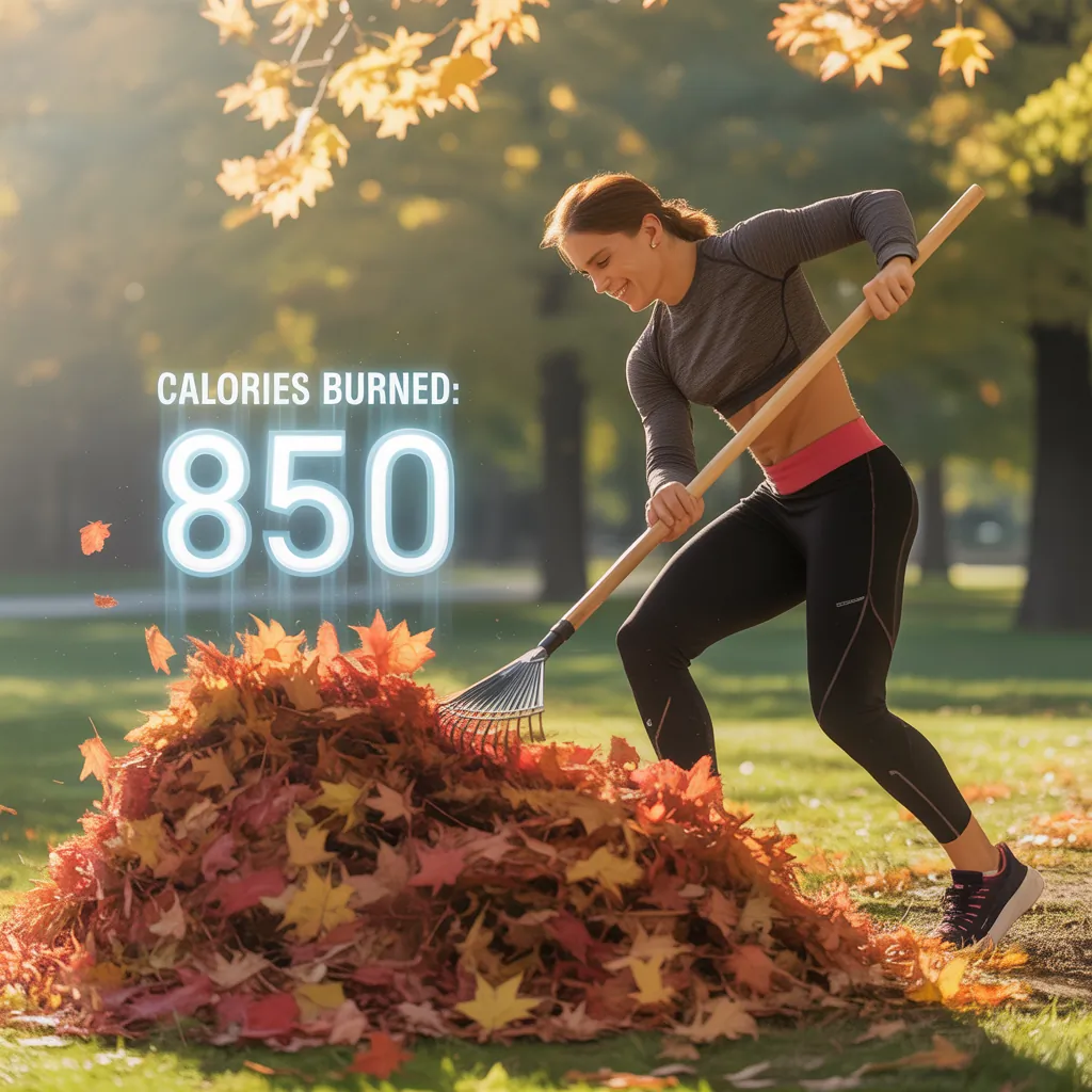 how many calories do you burn raking leaves