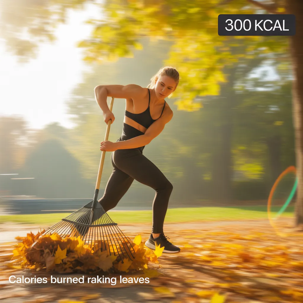 how many calories do you burn raking leaves