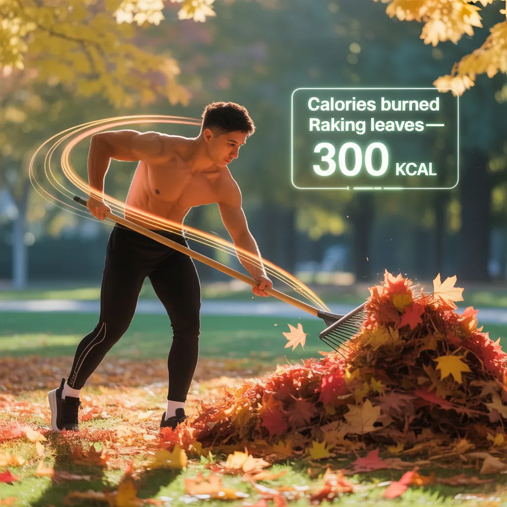 how many calories do you burn raking leaves