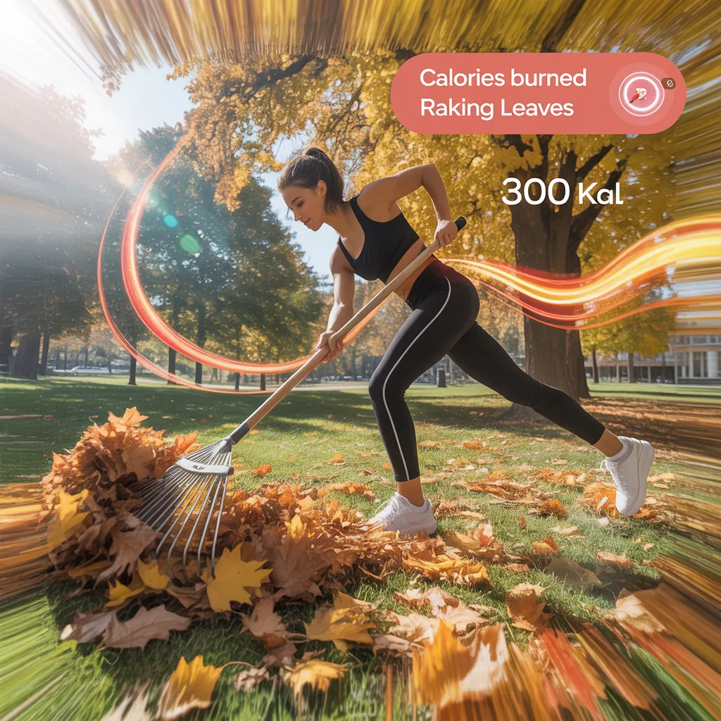 how many calories do you burn raking leaves