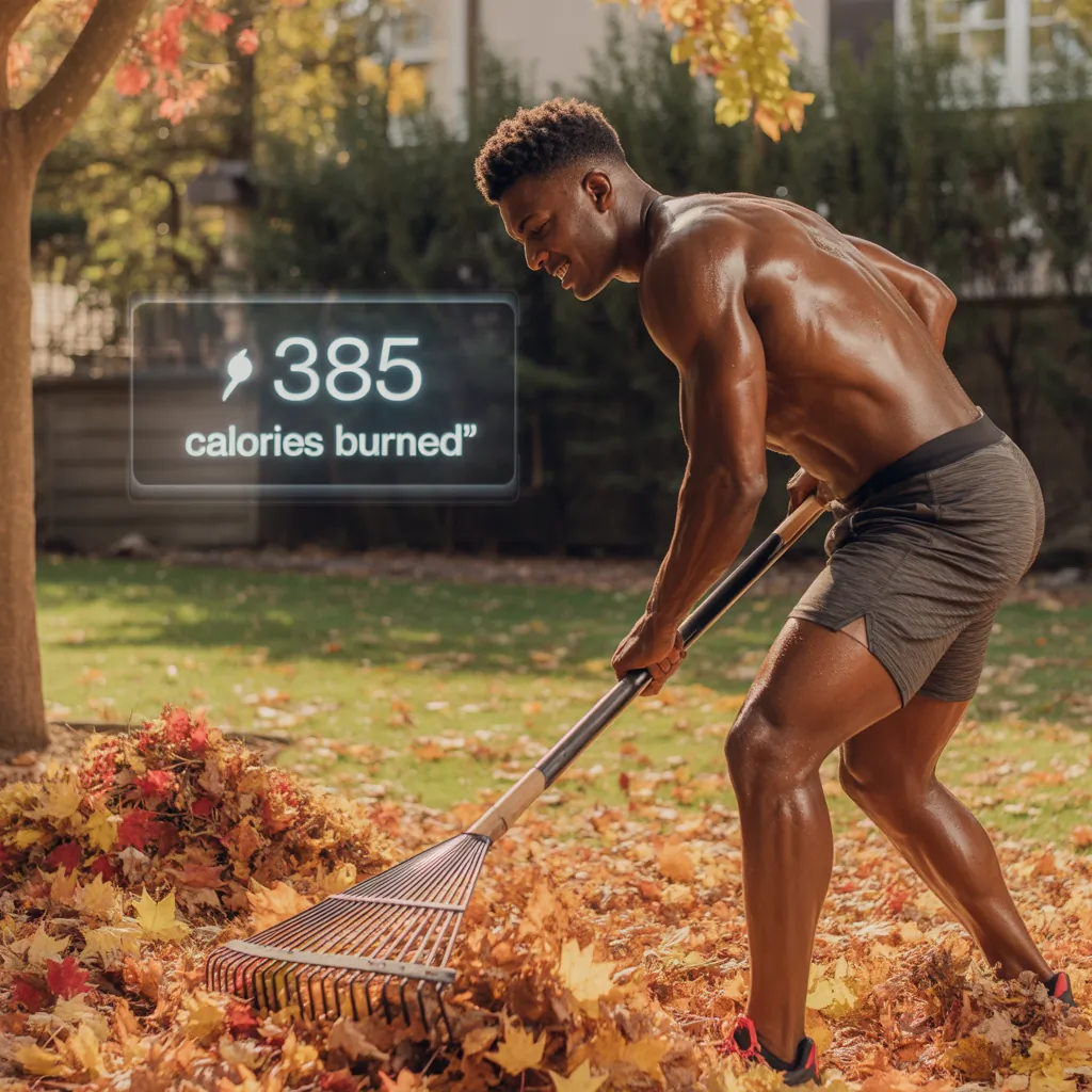 how many calories do you burn raking leaves