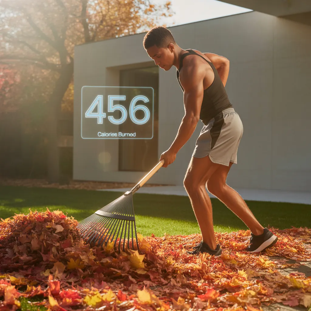 how many calories do you burn raking leaves