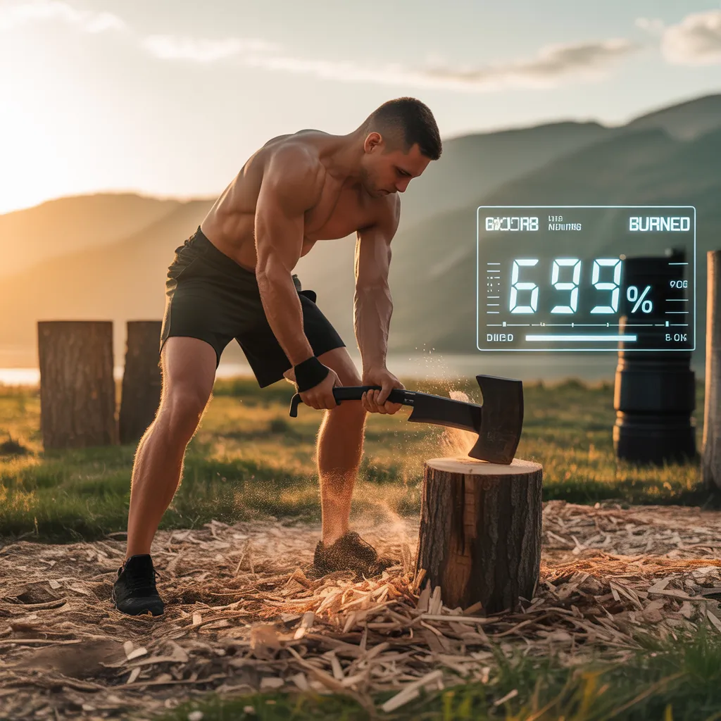 how many calories does chopping wood burn