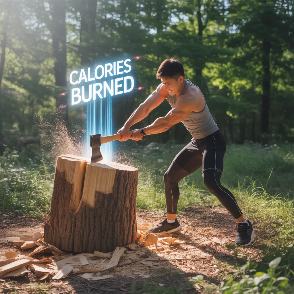 how many calories does chopping wood burn