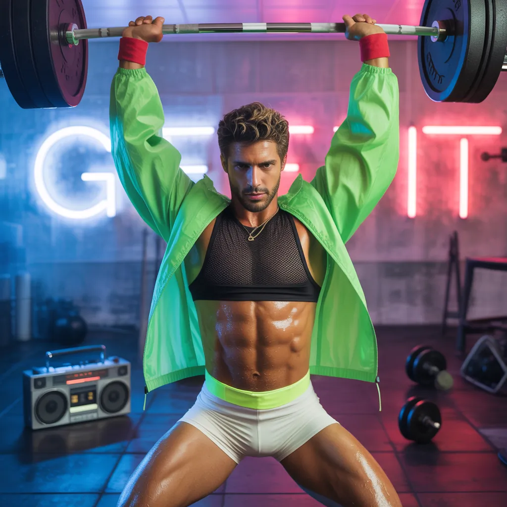 mens 80s workout clothes