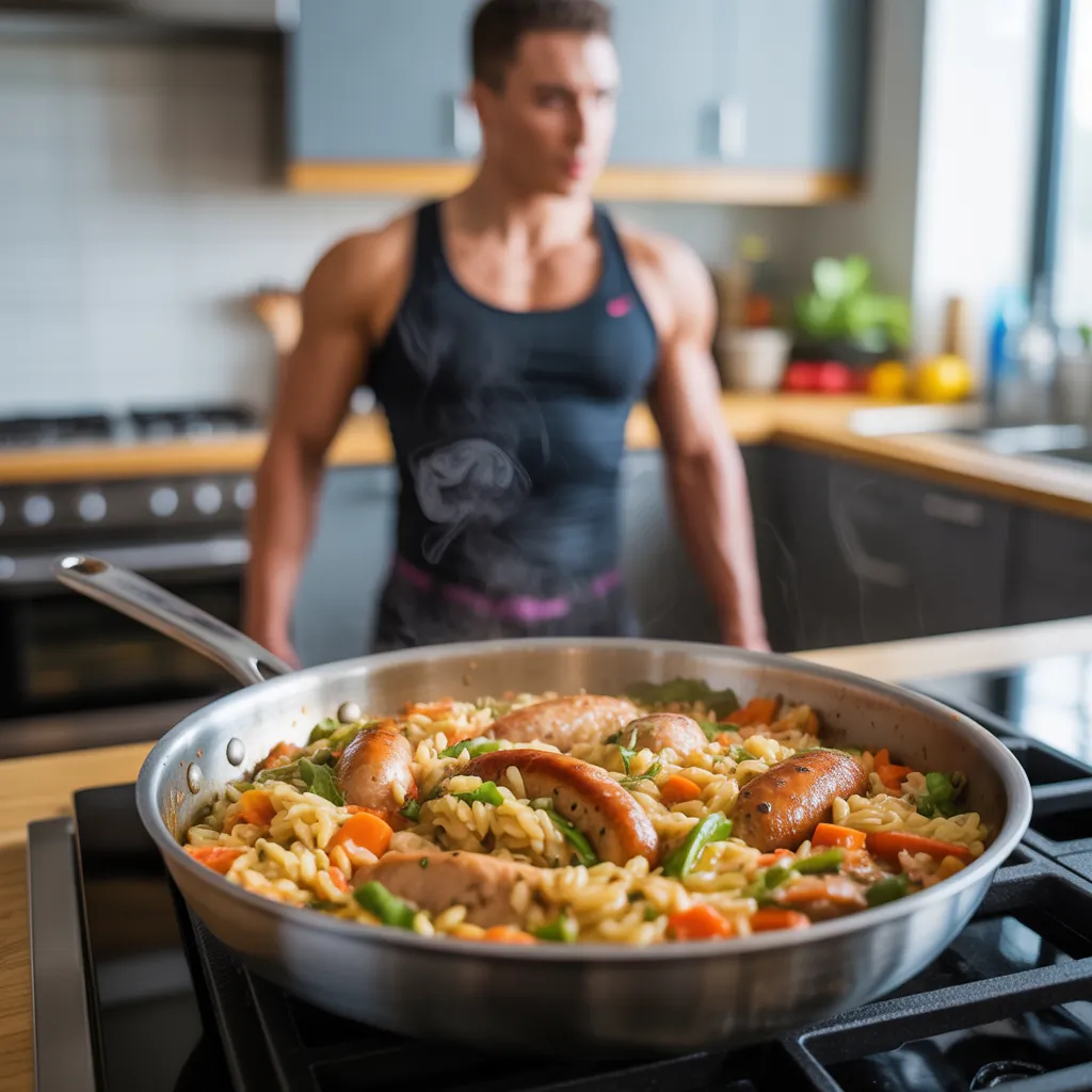 one pan chicken sausage orzo