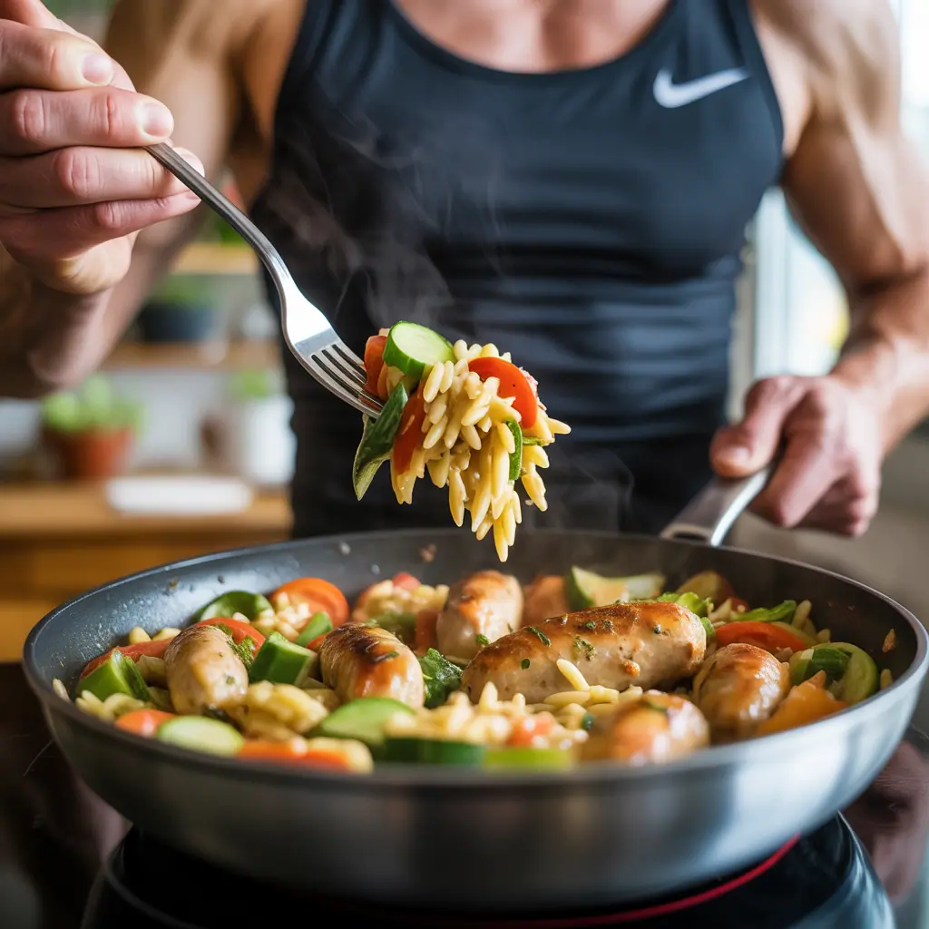 one pan chicken sausage orzo