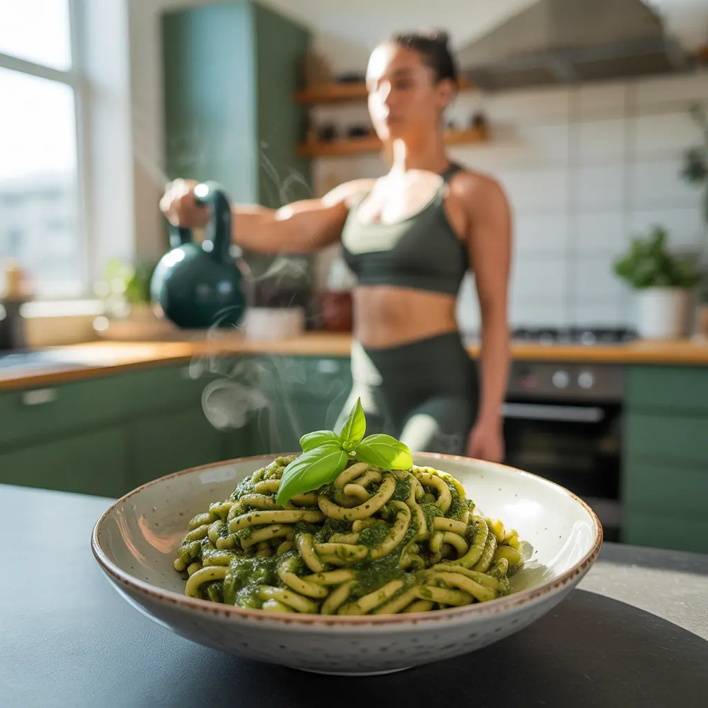 vegan pesto cavatappi