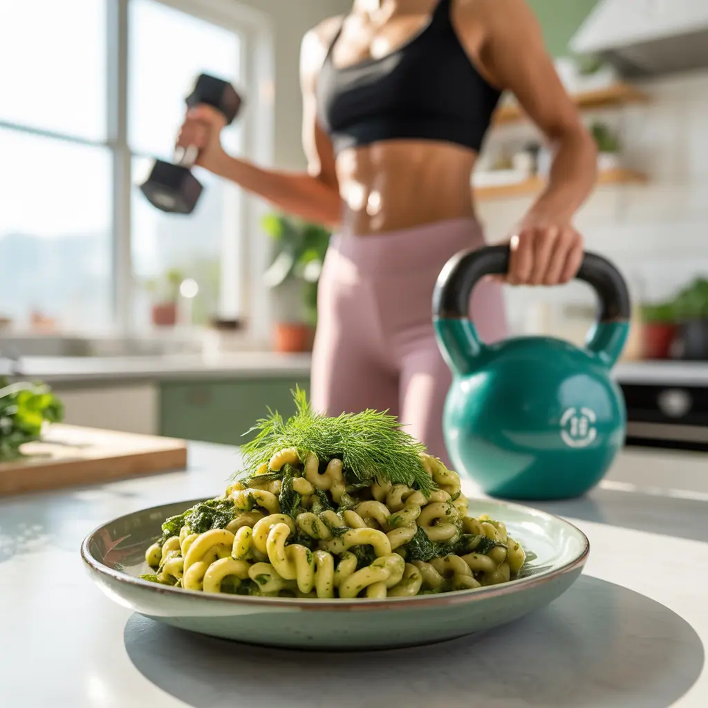 vegan pesto cavatappi