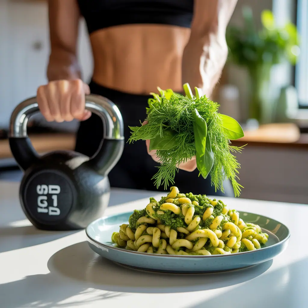 vegan pesto cavatappi