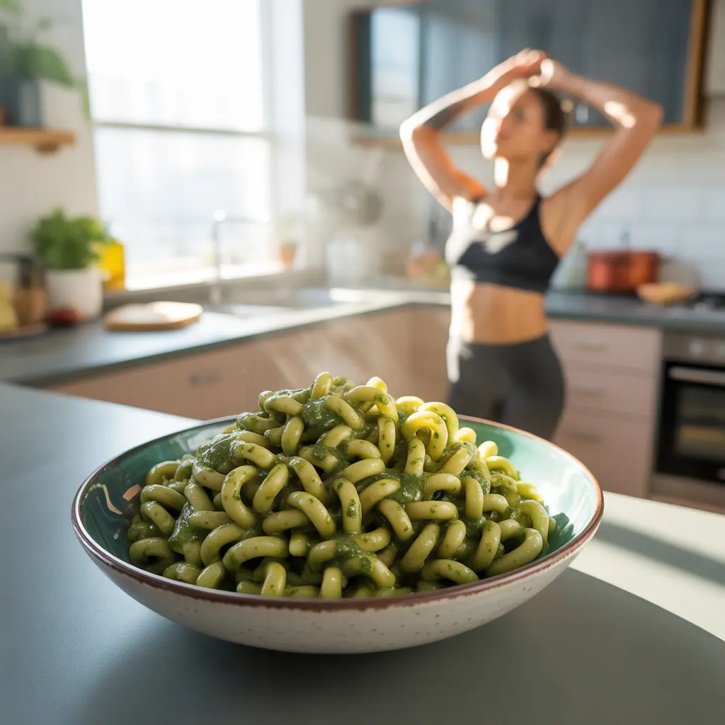 vegan pesto cavatappi
