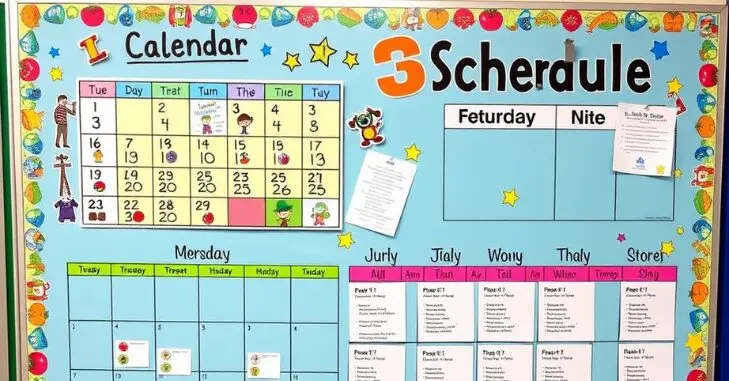 Target Bulletin Board used as calendar and daily schedule organizer