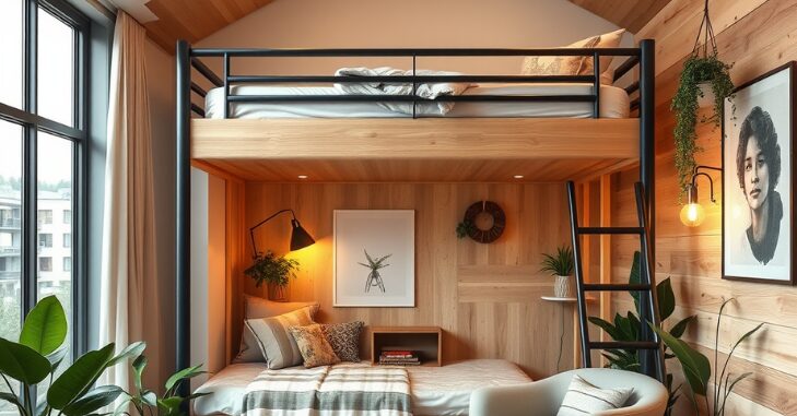 Vertical storage in a bunk bed house
